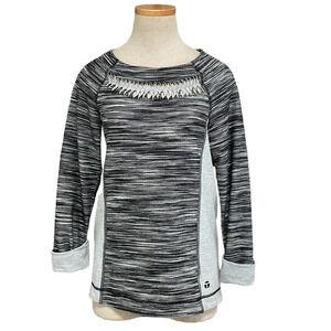 Trina Turk Recreation Sweater Pullover Twist Perforated Detail Gray Small S